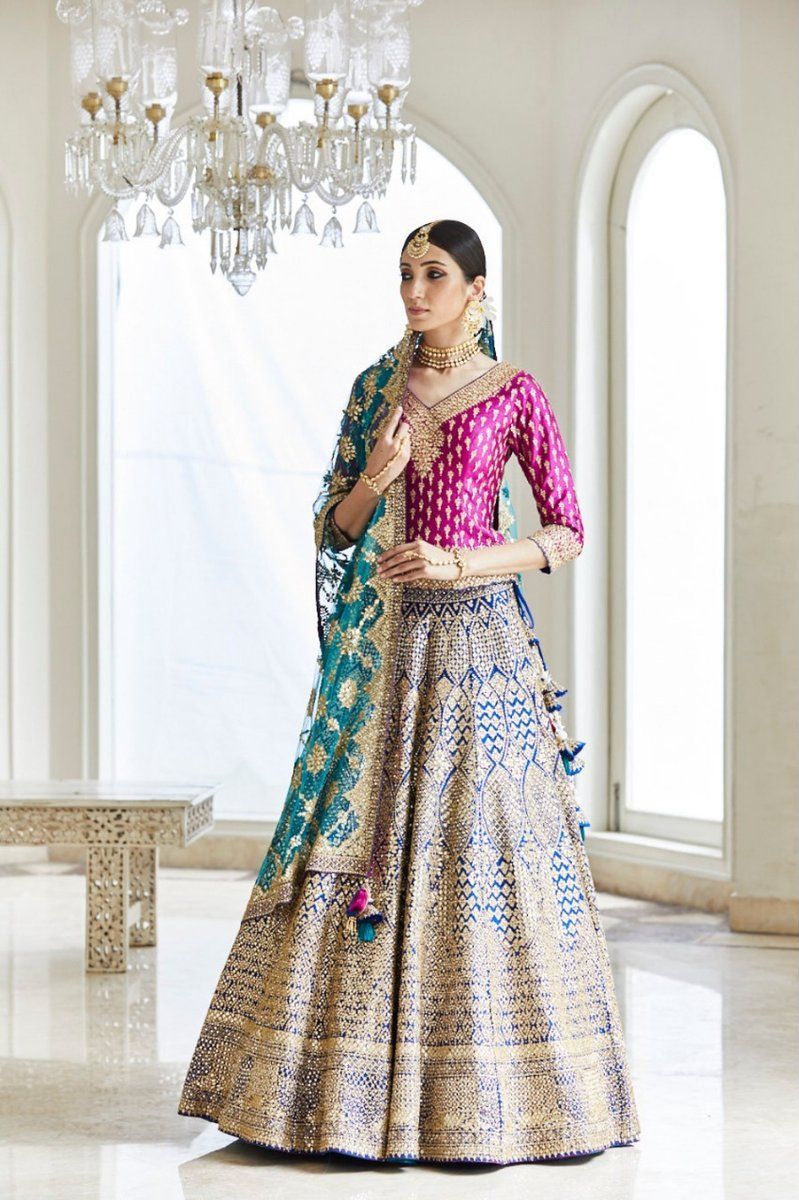 THREE COLORED GOTA PATTI LEHENGA SET