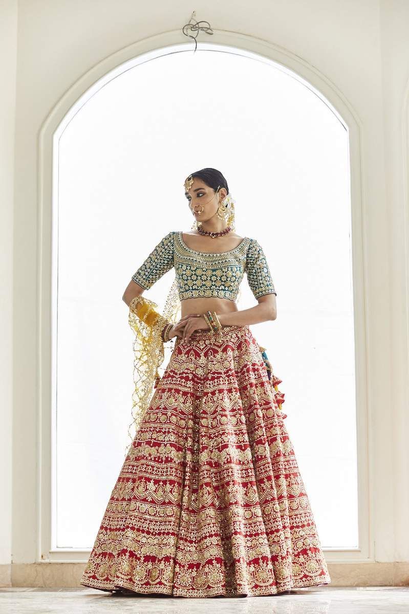 TRI COLORED GOTA PATTI LEHENGA SET