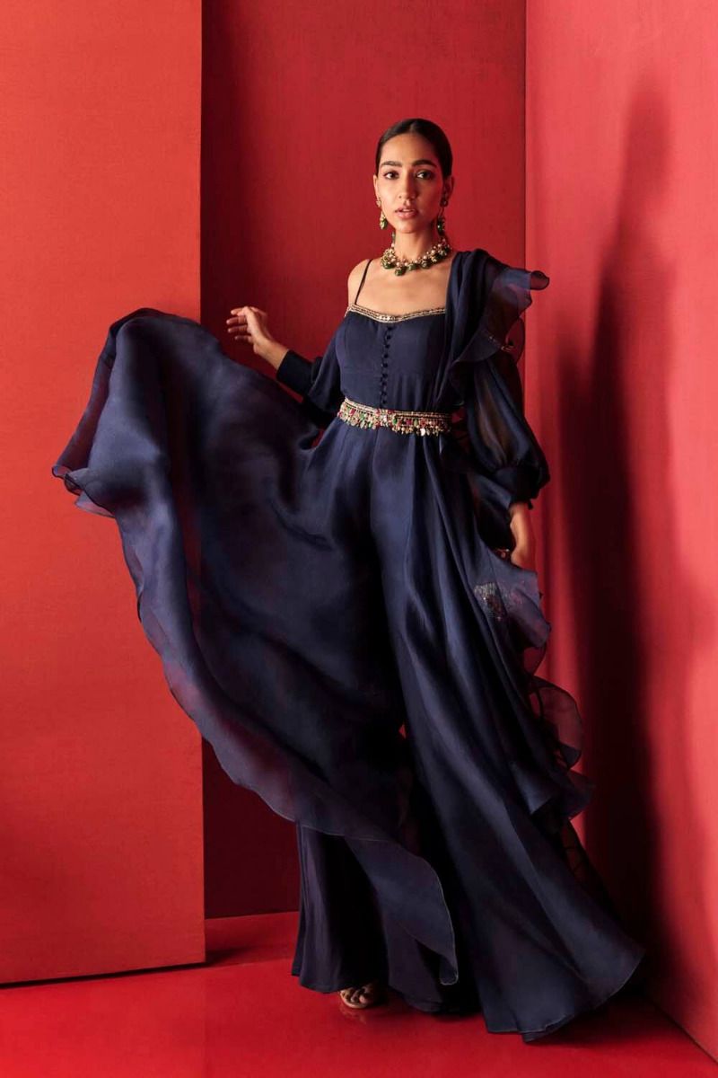 ZAIRAH BLUE FLAIRED JUMPSUIT