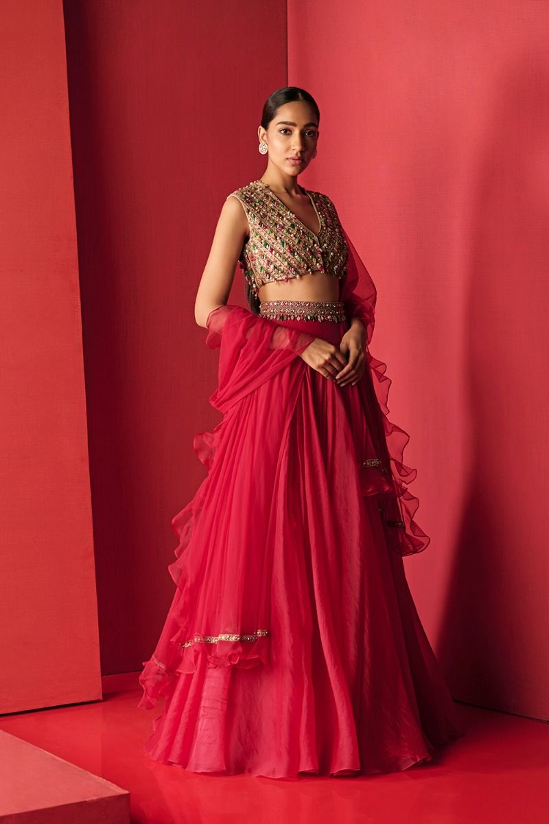 NASRIN EMBROIDERED LEHENGA SET