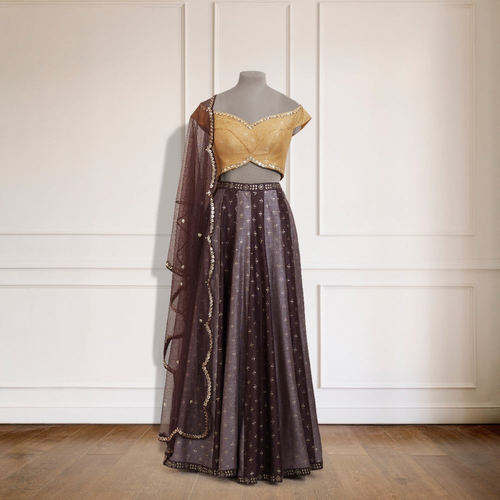 BROWN EMBROIDERED PALAZZO SET