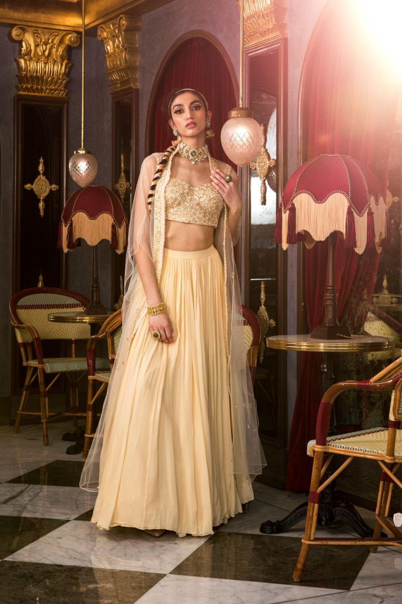 IVORY LEHENGA SET WITH CAPE