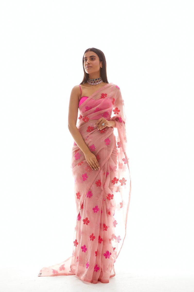 DUSTY PINK EMBELLISHED SAREE SET