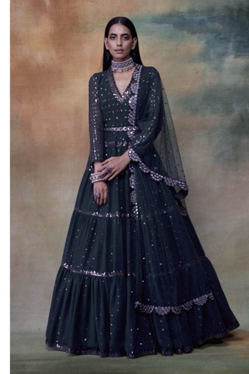 EMERALD GREEN TIER ANARKALI