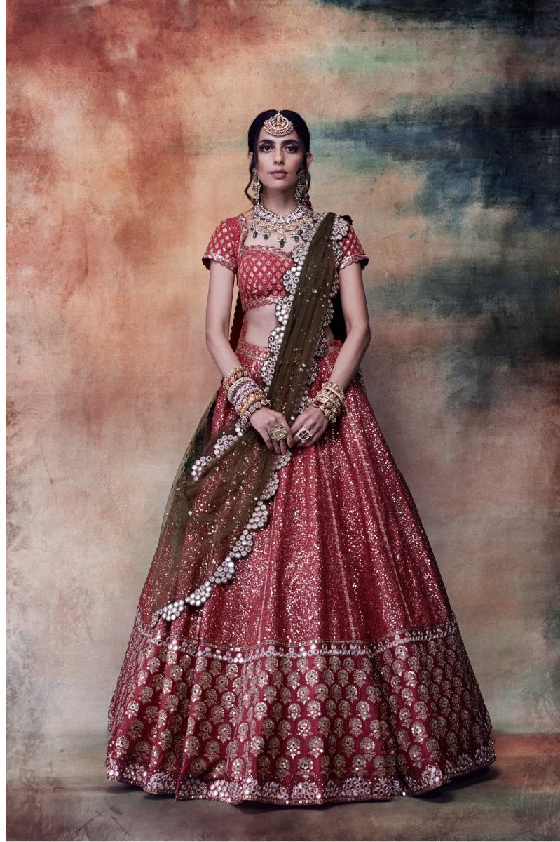 DEEP RUST BRIDAL LEHENGA SET