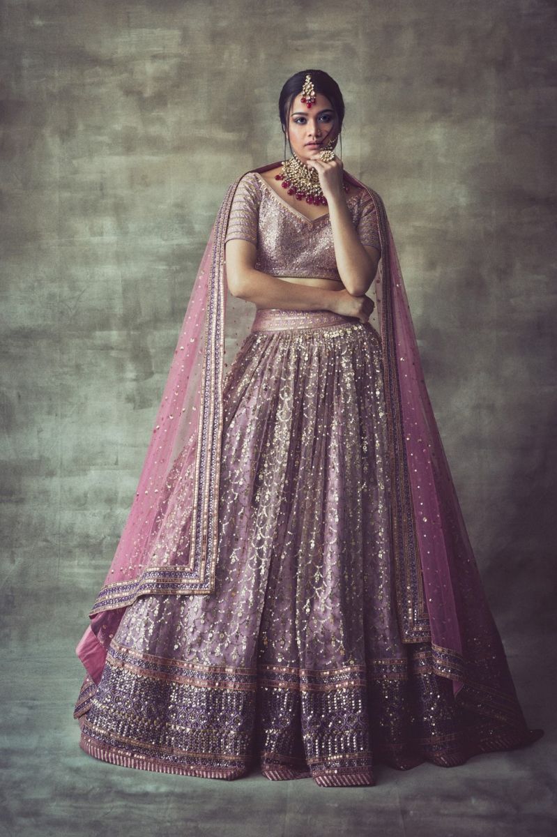 LAVENDER SCALLOP LEHENGA SET